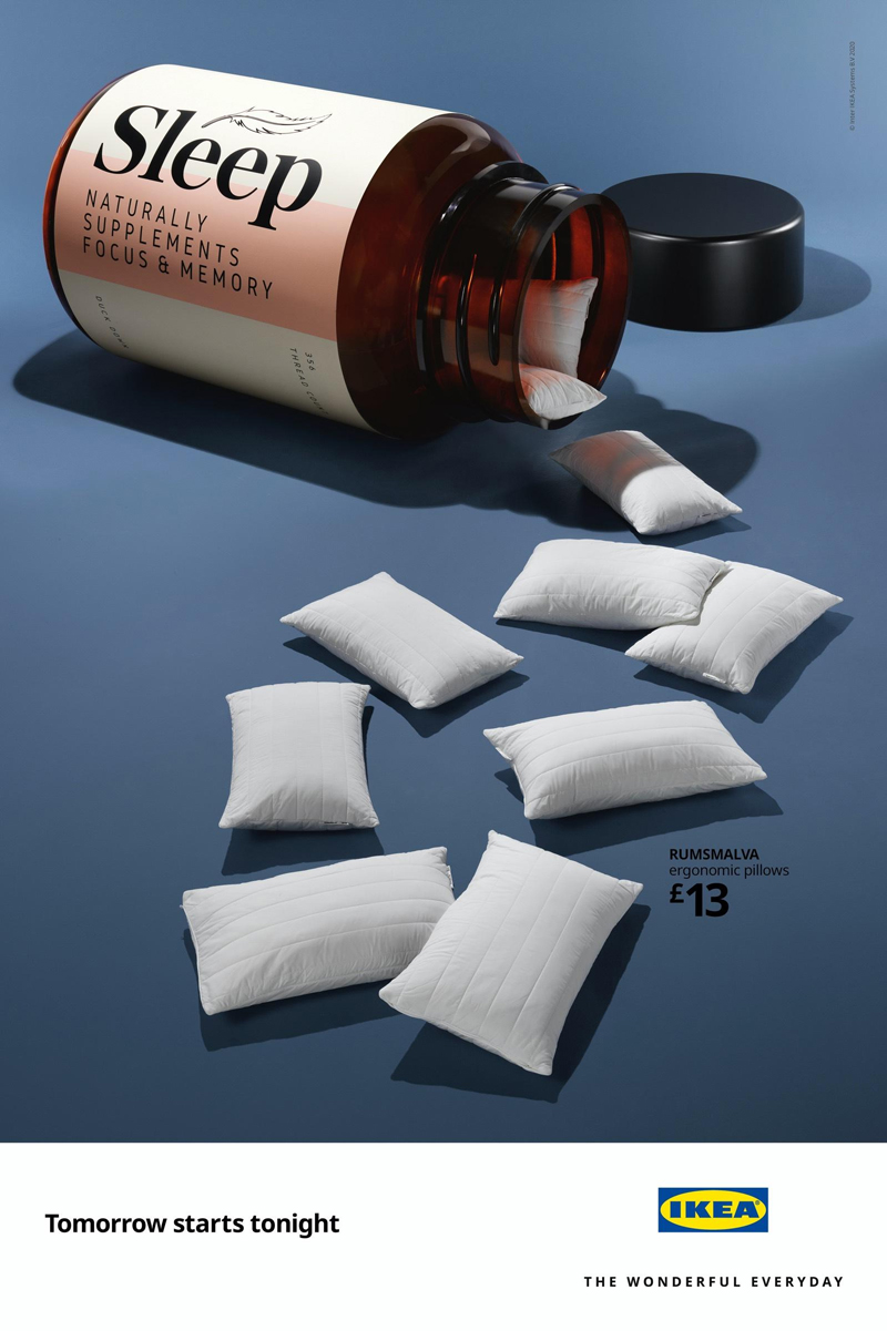 將睡眠床品制成抗衰老產品，宜家平面喊你今晚早點睡